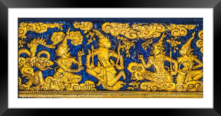Ancient Golden Buddhist Images Grand Palace Bangkok Thailand Framed Mounted Print by William Perry