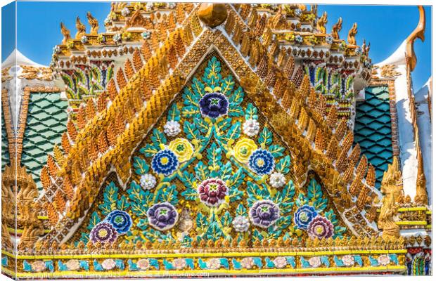 Porcelain Ceramic Flowers Gate Grand Palace Bangkok Thailand Canvas Print by William Perry