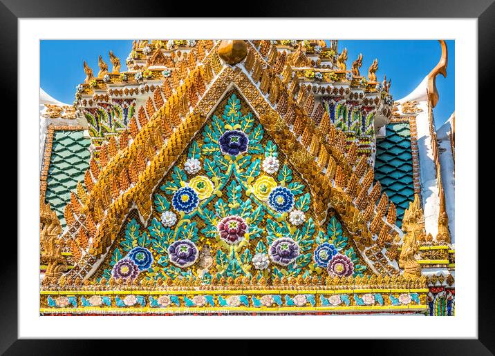 Porcelain Ceramic Flowers Gate Grand Palace Bangkok Thailand Framed Mounted Print by William Perry