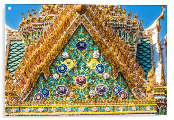 Porcelain Ceramic Flowers Gate Grand Palace Bangkok Thailand Acrylic by William Perry