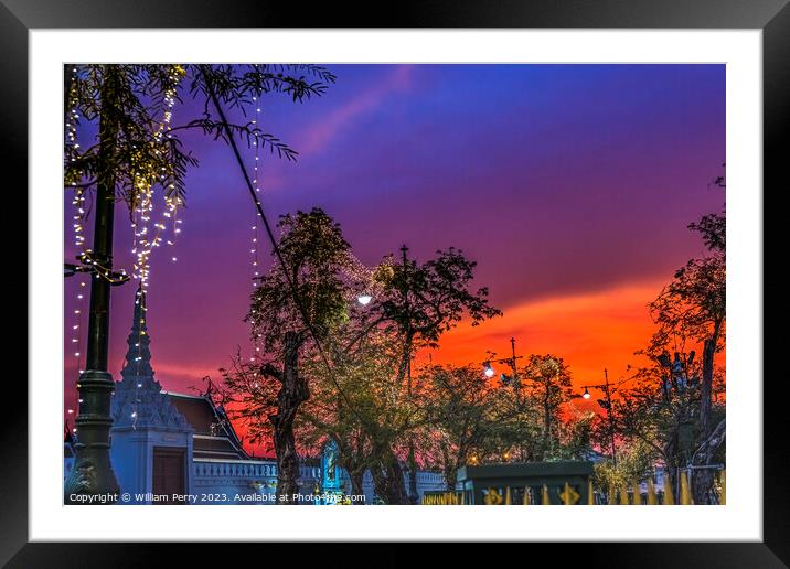 Saranrom Park Sunset Gate Grand Palace Bangkok Thailand Framed Mounted Print by William Perry
