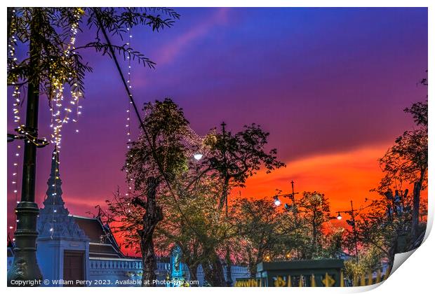 Saranrom Park Sunset Gate Grand Palace Bangkok Thailand Print by William Perry