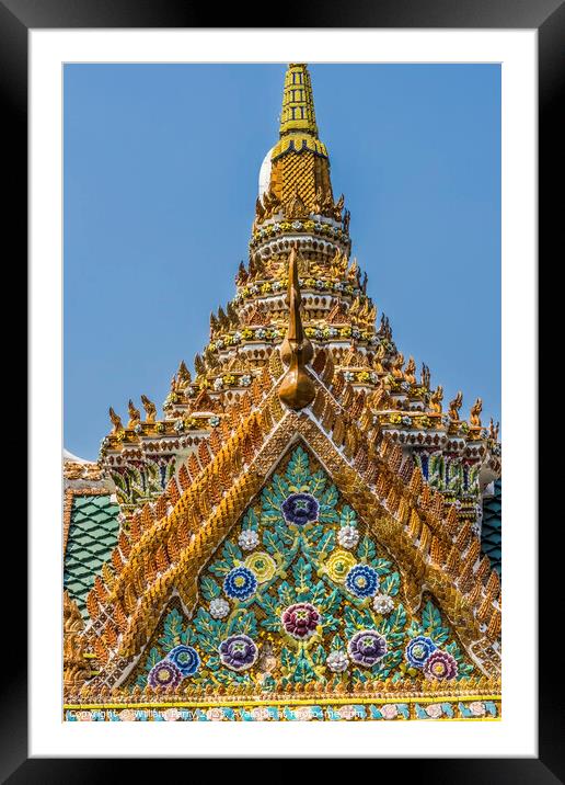Ceramic Flowers Stupa Pagoda Grand Palace Bangkok Thailand Framed Mounted Print by William Perry