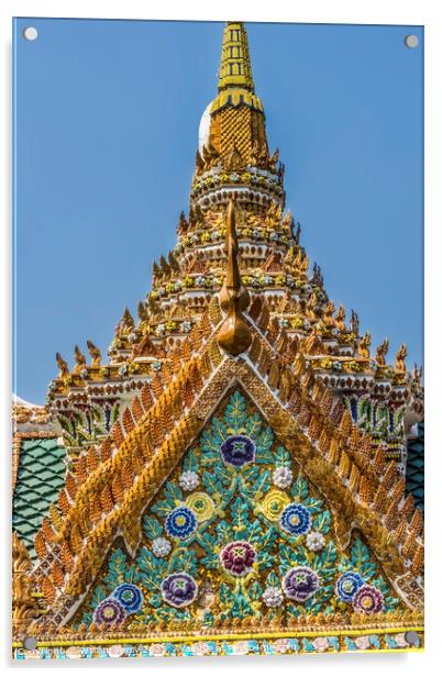 Ceramic Flowers Stupa Pagoda Grand Palace Bangkok Thailand Acrylic by William Perry