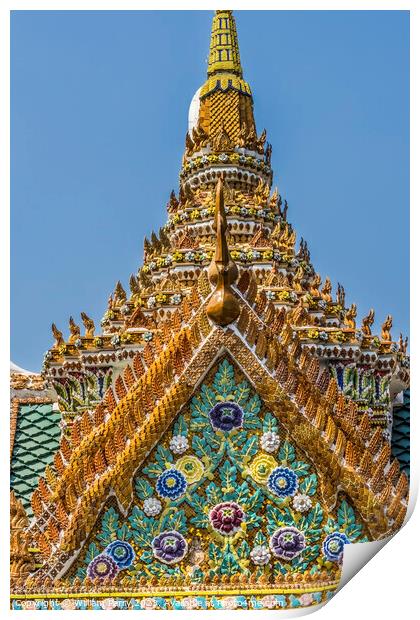 Ceramic Flowers Stupa Pagoda Grand Palace Bangkok Thailand Print by William Perry