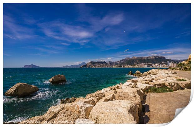 View of Calpe from the Nature trail around the bas Print by Michael Shannon