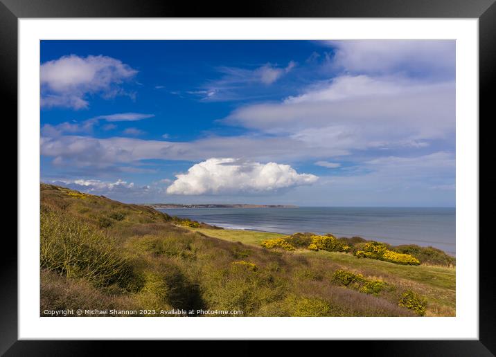 View from clifftop at Reighton, North Yorkshire Co Framed Mounted Print by Michael Shannon