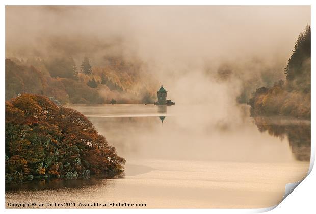 Craig Goch Autumn Mist Print by Ian Collins