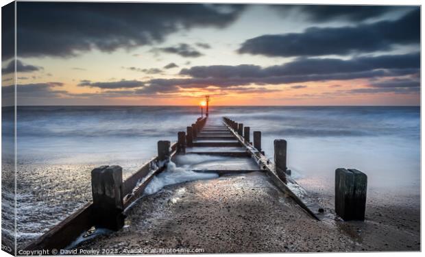 Golden Sunrise over Norfolk Beach Canvas Print by David Powley