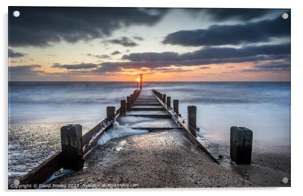 Golden Sunrise over Norfolk Beach Acrylic by David Powley