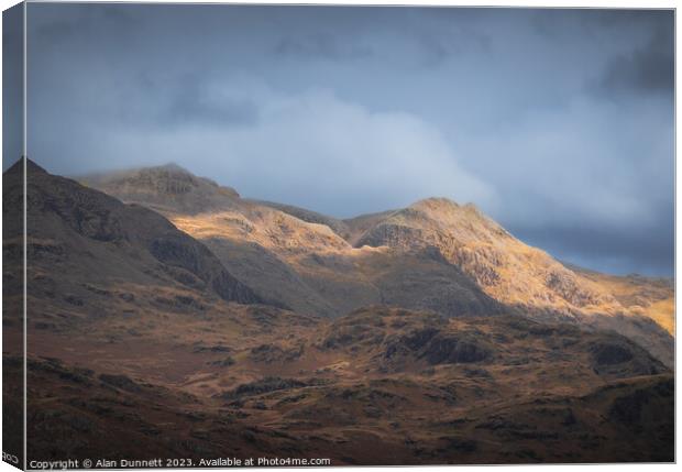Majestic Scafell Pike and Crags Canvas Print by Alan Dunnett