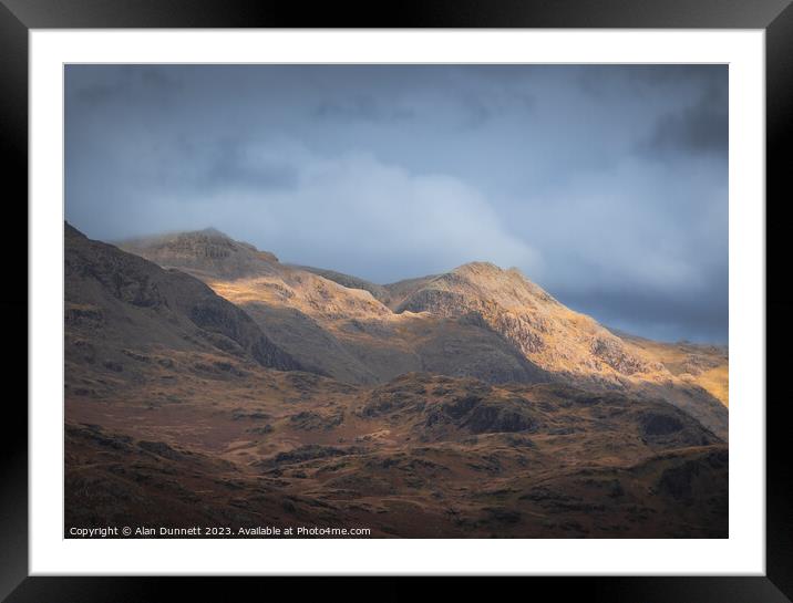 Majestic Scafell Pike and Crags Framed Mounted Print by Alan Dunnett