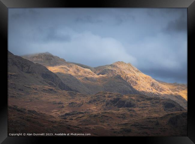 Majestic Scafell Pike and Crags Framed Print by Alan Dunnett
