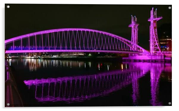 Millenium Bridge, Salford Quays Acrylic by Michele Davis