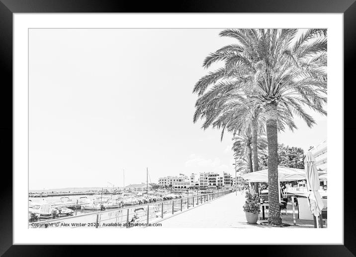 Promenade of port in Cala Bona on Mallorca island, Framed Mounted Print by Alex Winter
