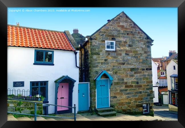 Robin Hoods Bay Cottages Framed Print by Alison Chambers