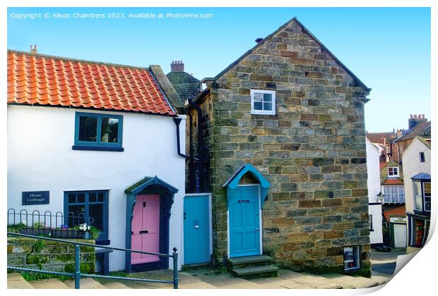 Robin Hoods Bay Cottages Print by Alison Chambers