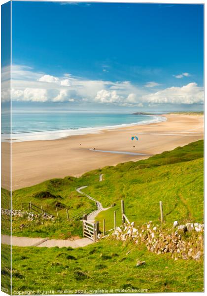 The path to Rhossili Beach, Gower, Wales Canvas Print by Justin Foulkes