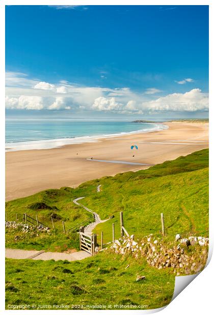The path to Rhossili Beach, Gower, Wales Print by Justin Foulkes