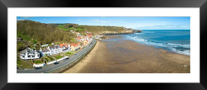 Sandsend Aerial Panoramic Framed Mounted Print by Tim Hill