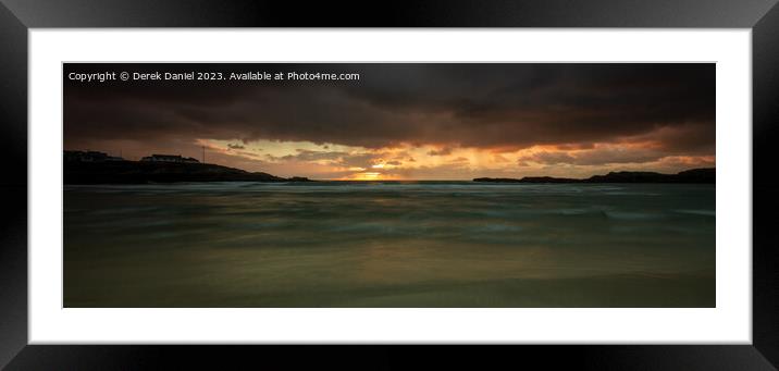 Serene Sunset on Trearddur Bay Framed Mounted Print by Derek Daniel