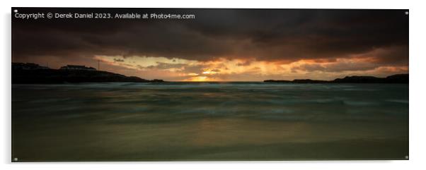Serene Sunset on Trearddur Bay Acrylic by Derek Daniel