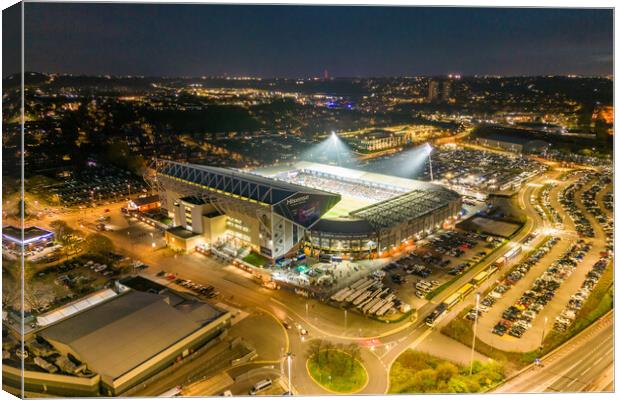 Elland Road Under The Lights Canvas Print by Apollo Aerial Photography