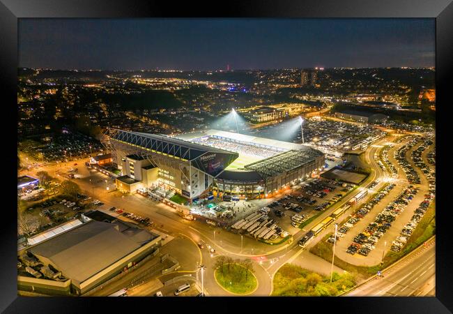 Elland Road Under The Lights Framed Print by Apollo Aerial Photography