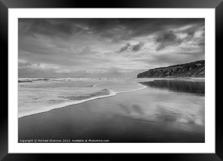 Speeton Sands, Filey Bay, Overcast Day Framed Mounted Print by Michael Shannon