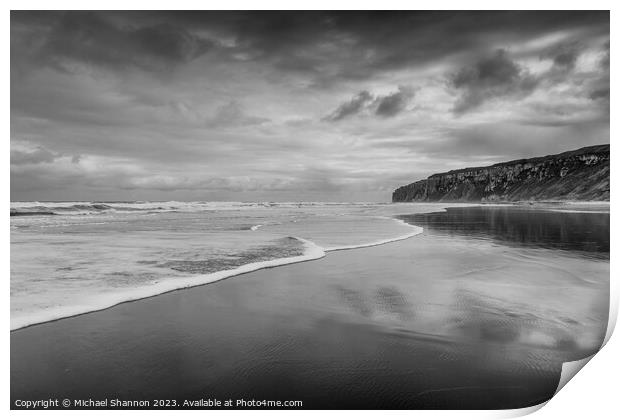 Speeton Sands, Filey Bay, Overcast Day Print by Michael Shannon
