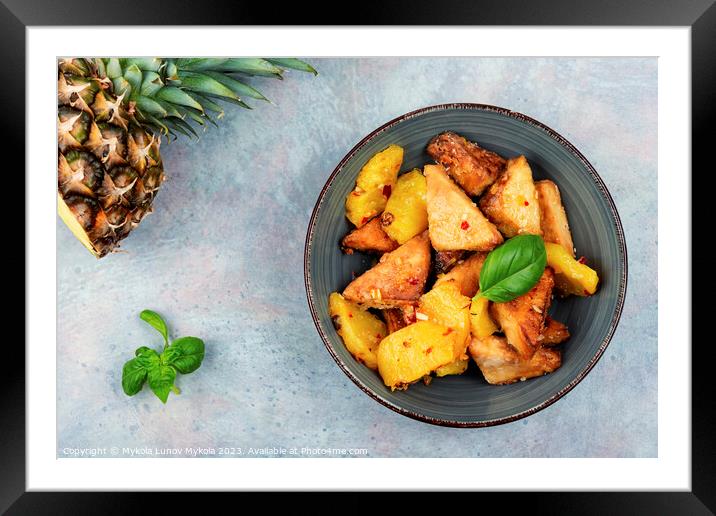 Grilled Tofu with pineapple. Framed Mounted Print by Mykola Lunov Mykola