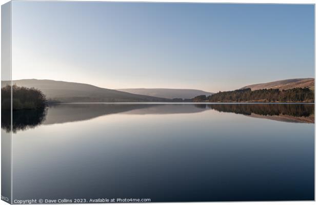 Reflections in Catcleugh Reservoir on a very calm day in Northumberland, England Canvas Print by Dave Collins