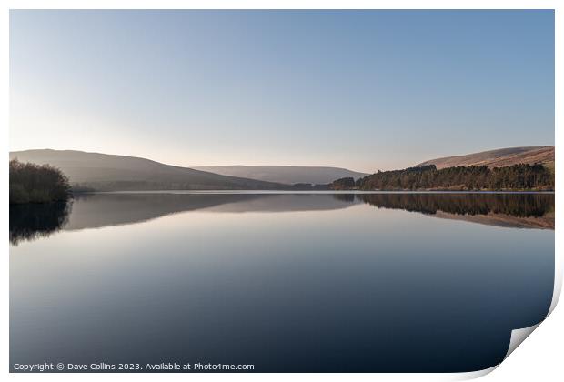 Reflections in Catcleugh Reservoir on a very calm day in Northumberland, England Print by Dave Collins