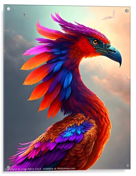 Portrait of a bird in full colors. Acrylic by Luigi Petro