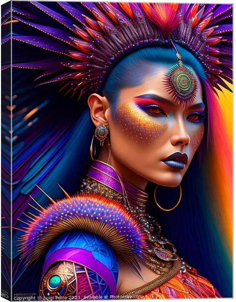 Vibrant Amazonian Warrior Queen Canvas Print by Luigi Petro