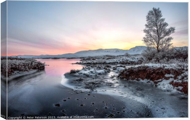 Frosty Morning on Rannoch Moor Canvas Print by Peter Paterson
