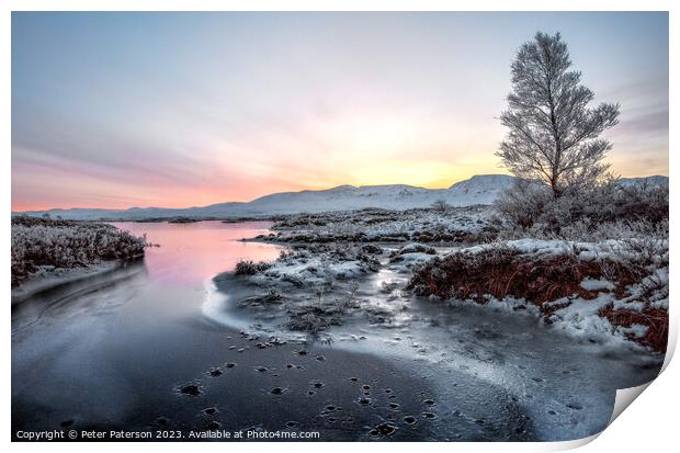 Frosty Morning on Rannoch Moor Print by Peter Paterson