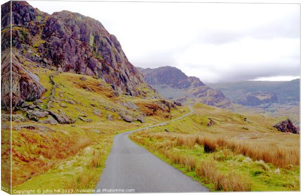 Road to the Sewlan dam, Festiniog, Wales Canvas Print by john hill