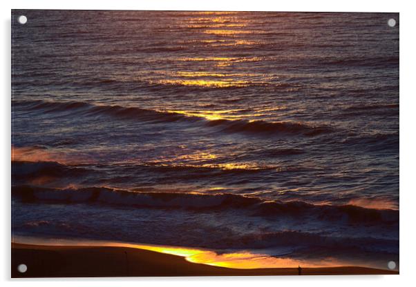Sunrise on Ocean Waves Acrylic by Jeremy Hayden