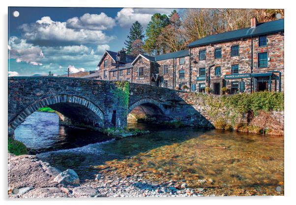 Beddgelert Stone Bridge - Snowdonia Wales  Acrylic by Darren Wilkes