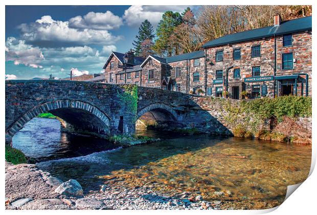 Beddgelert Stone Bridge - Snowdonia Wales  Print by Darren Wilkes