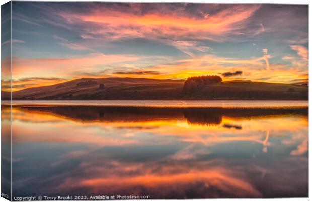 Crai Reservoir Sunset Reflection Canvas Print by Terry Brooks