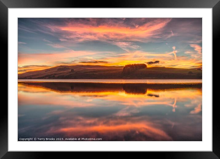 Crai Reservoir Sunset Reflection Framed Mounted Print by Terry Brooks