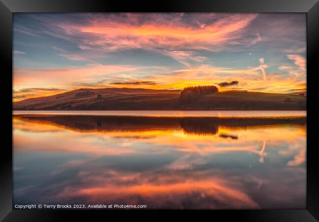 Crai Reservoir Sunset Reflection Framed Print by Terry Brooks