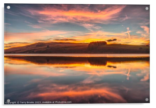Crai Reservoir Sunset Reflection Acrylic by Terry Brooks