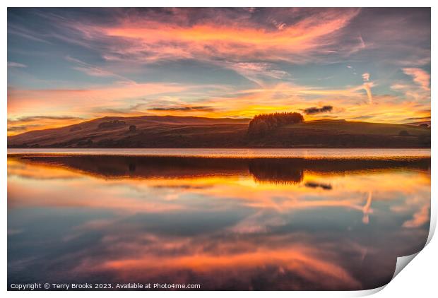 Crai Reservoir Sunset Reflection Print by Terry Brooks