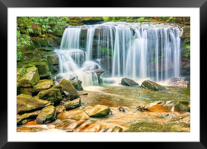 Cwm Du Glen Waterfall – Pontardawe Framed Mounted Print by Terry Brooks