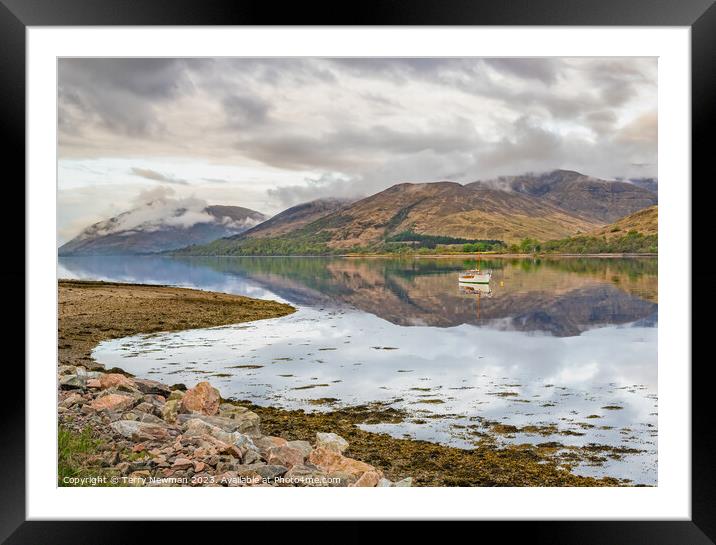 Serenity in the Scottish Loch Framed Mounted Print by Terry Newman