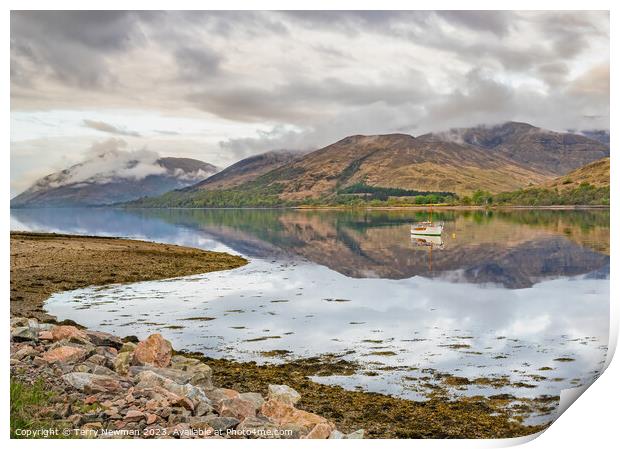 Serenity in the Scottish Loch Print by Terry Newman