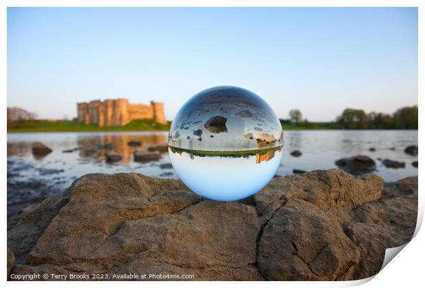 Carew Castle Pembrokeshire Refracted in a Cystal Print by Terry Brooks